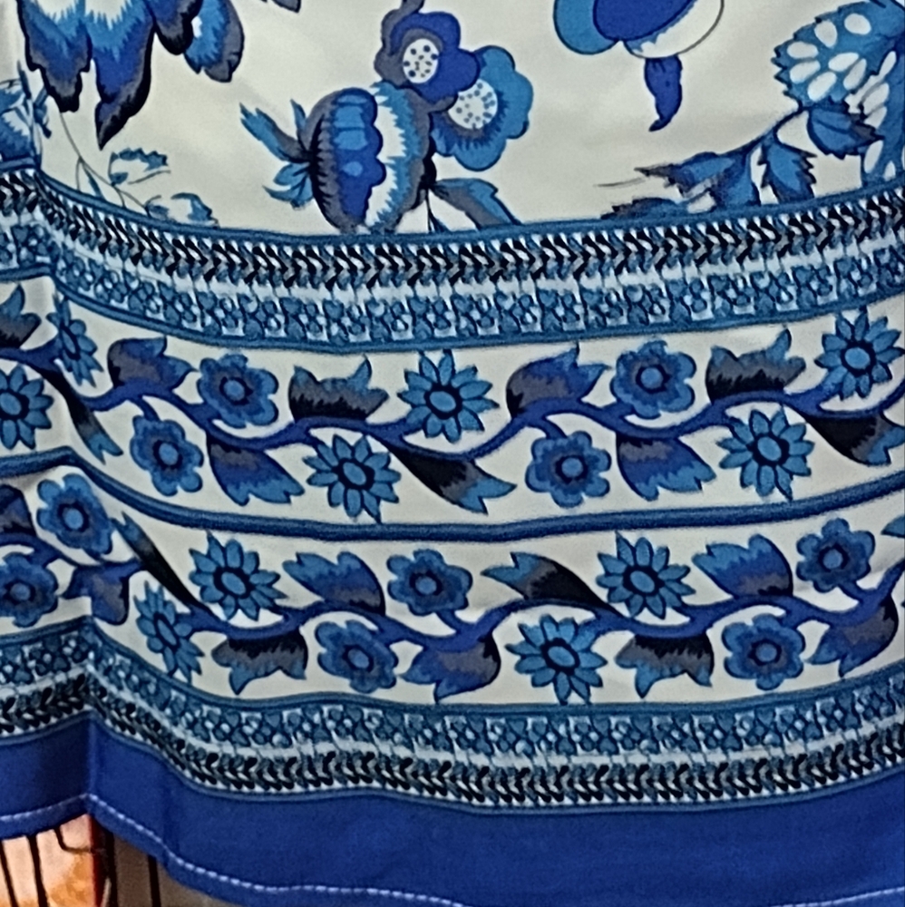 Sz 20 NEW Blue/White Floral Cold Shoulder Dress 27.75" PTP, 43.75" Long SOFT - Picture 10 of 15